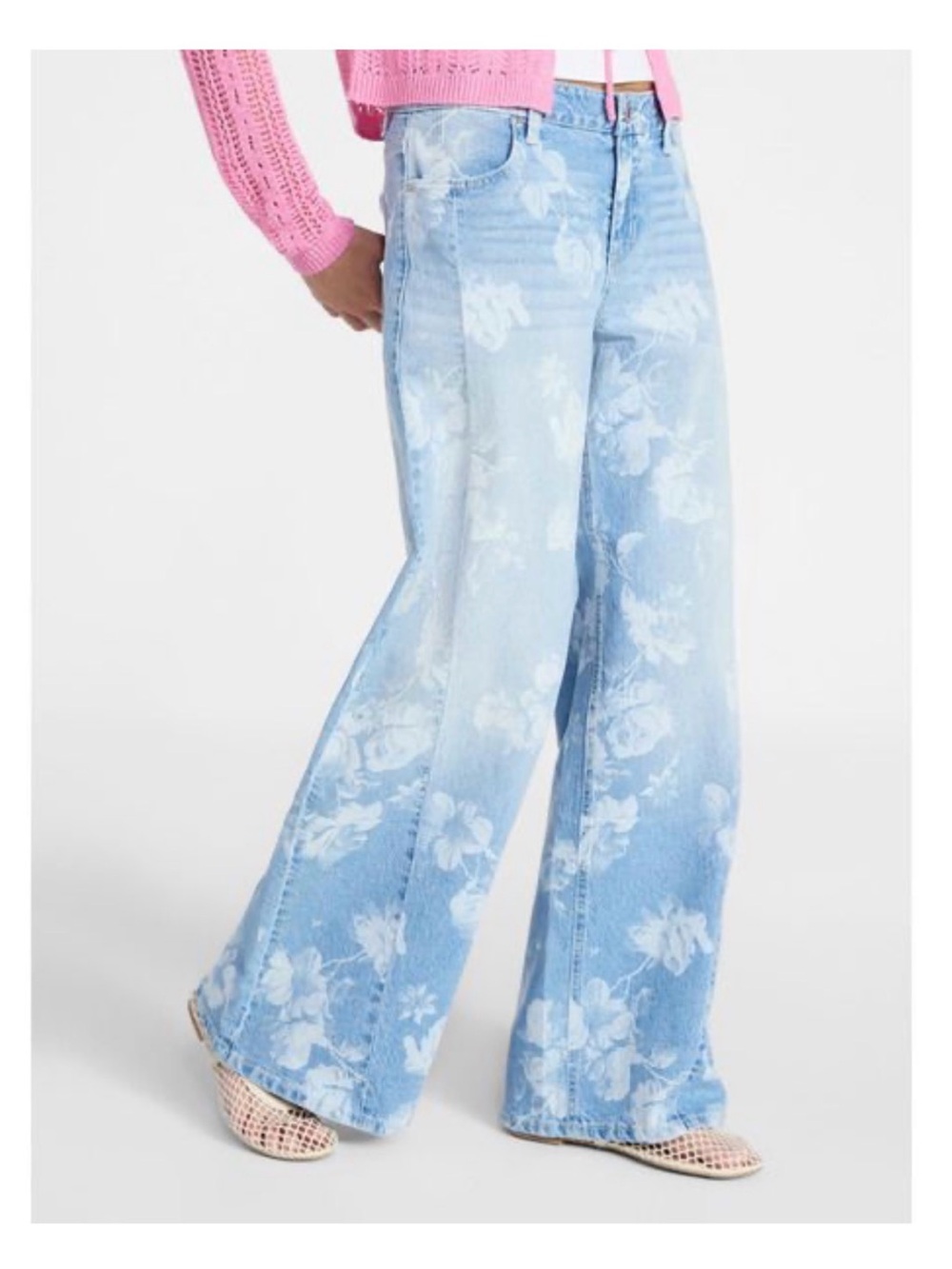 NWT Extra Baggy Floral Wide-Leg Jeans - Women size 14